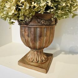 Gold Washed Urn With Dried Hydrangeas 