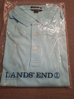 LANDS'END 50-52 POLO SHIRT SHORT SLEEVE  BRAND NEW  AQUA SHELL $20.00