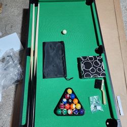 Tabletop Billiard Set, Pool Arcade Game Table w/ 2 Cues, Storage Bag - 40in