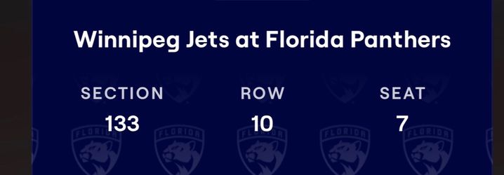 FLORIDA PANTHERS VS WINNIPEG JETS 2 TICKETS