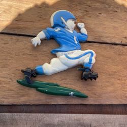 Vintage Aluminum Football Player Wall Decor. 
