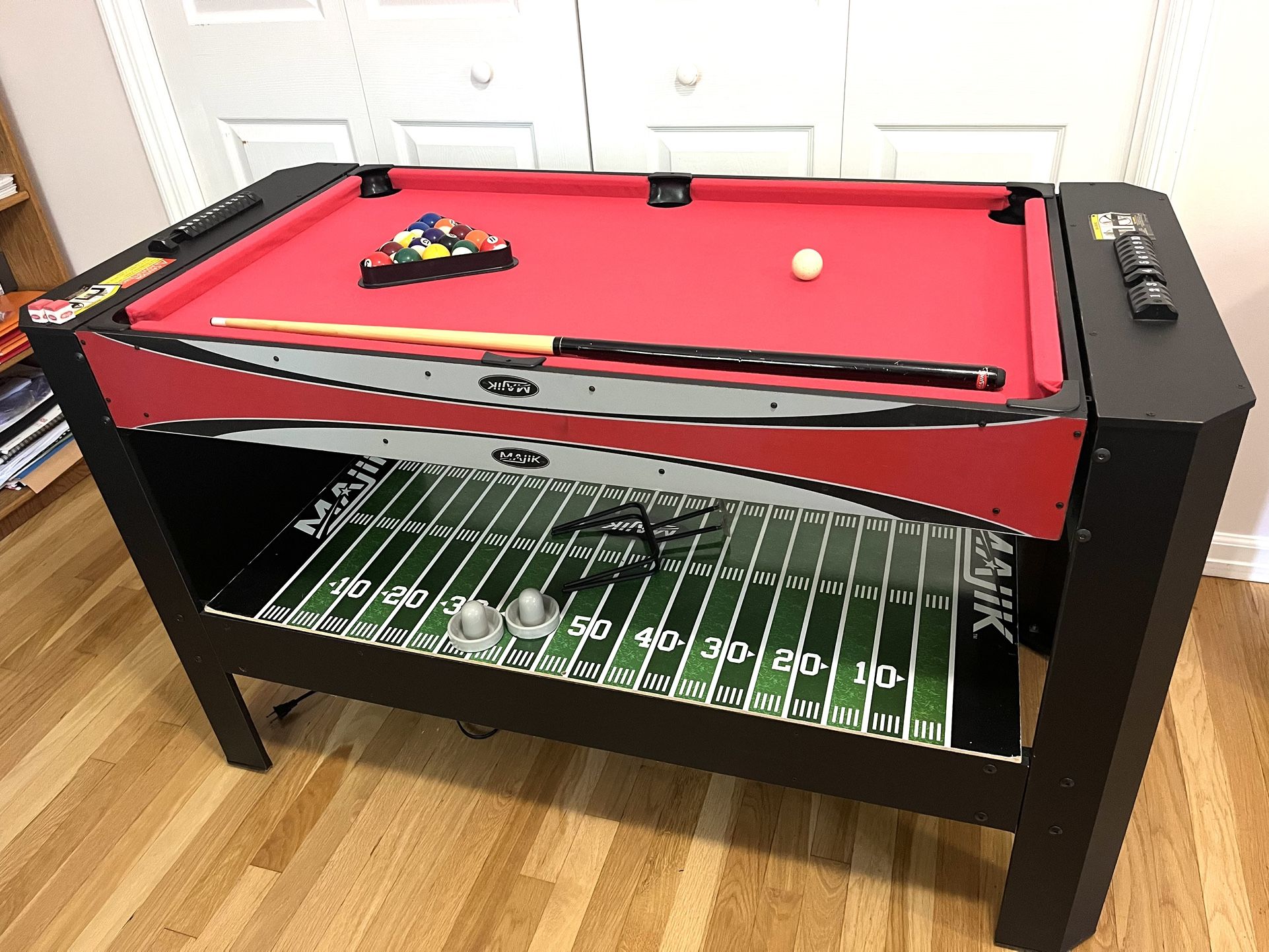 Majik 54-inch 4-in-1 swivel game table, accessories included