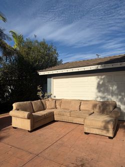 Jonathan Louis Sectional Sofa | Large U-Shaped Couch | Tan Beige | Chaise | Oversized
