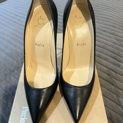 Authentic Christian Louboutin Kate 100 Nappa Shiny Black Heels  Size 38 
