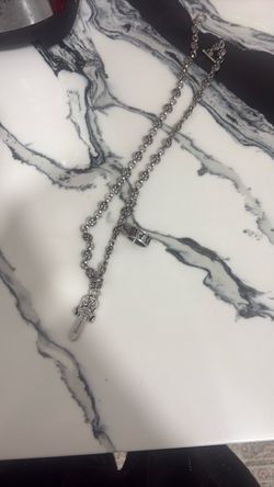 Chrome heart ring and necklace