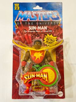MASTERS OF THE UNIVERSE. RETRO PLAY. SUN-MAN 5.5" ACTION FIGURE.