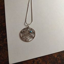 Sterling Silver Spider Web Necklace