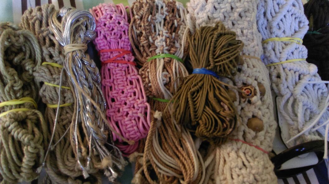 Collection of 10 macrame ladies belts