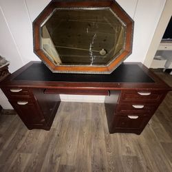 Realspace® Magellan 59"W Manager's Computer Desk, Classic Cherry / Vintage Mirror 