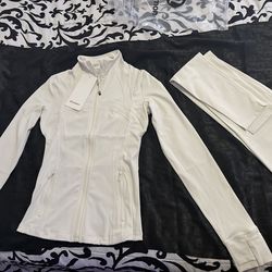Lululemon Light Ivory White Define Set Zip-up Jacket and Leggings