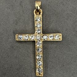 Beautiful Sparkling Gold Tone Cross 