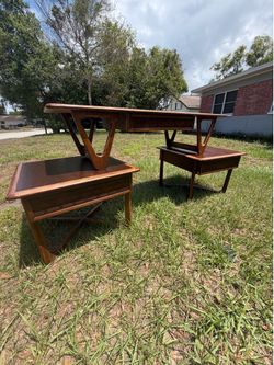 MCM vintage Lane perception designer coffee table and matching side tables