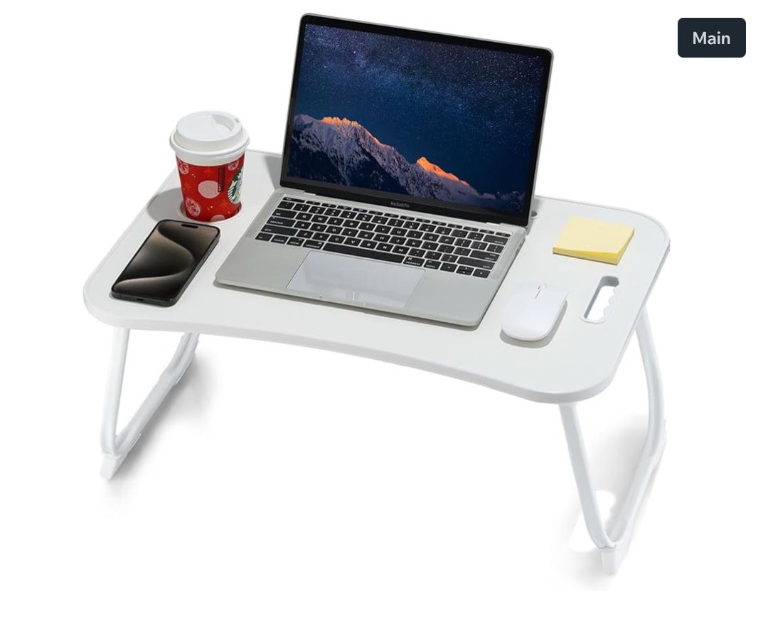 Laptop Bed Desk, Foldable Lap Table, Portable Study Table, Laptop Stand with Cup