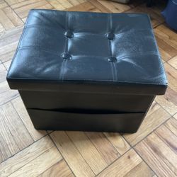 🧰 Black Faux Leather Storage Ottoman – Functional & Stylish
