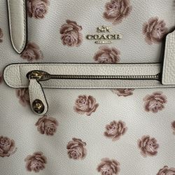 Coach Tote With Pink Roses