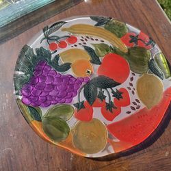 13 Inch Handmade Glass Fruit Serving Plate Platter
