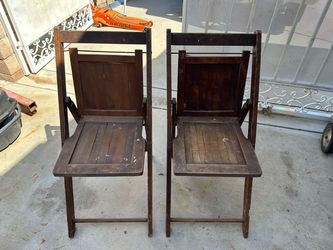 Vintage 1950 Sturdy Brown Wooden Folding Chair