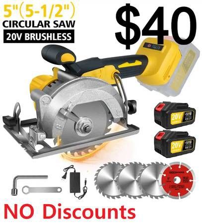 (NEW) Circular Saw 5" 20v 3Ah x2