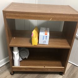 Wooden Rolling Cart - Sturdy And Stong Some Paint Splatter In Shelves 