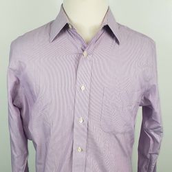 Brooks Brothers 346 Mens Sz 15.5-4-5 Dress Shirt Slim Fit Lavender Pin Stripe