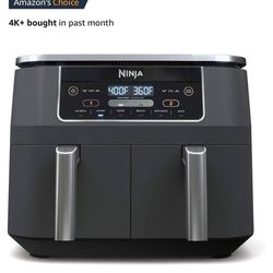 Ninja DZ201 Foodi 8 Quart 6-in-1 DualZone 2-Basket Air Fryer with 2 Independent Frying Baskets, Match Cook & Smart Finish to Roast, Broil, Dehydrate &