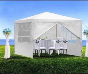 10x10 White Gazebo Wedding Party Tent Canopy With Windows & Sidewalls - (FOR SALE)