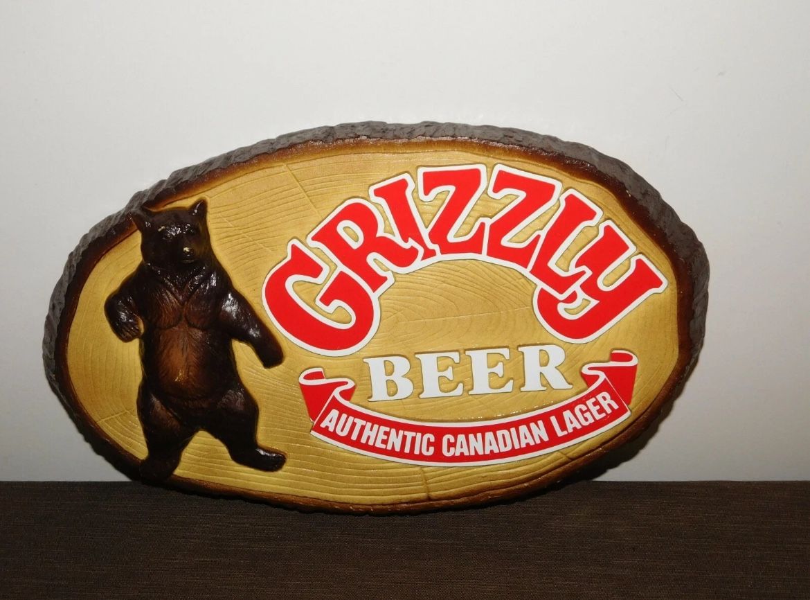 GRIZZLY Canadian Beer Advertising Bar Sign