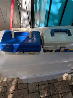 Fishing tackle box , bait bucket
