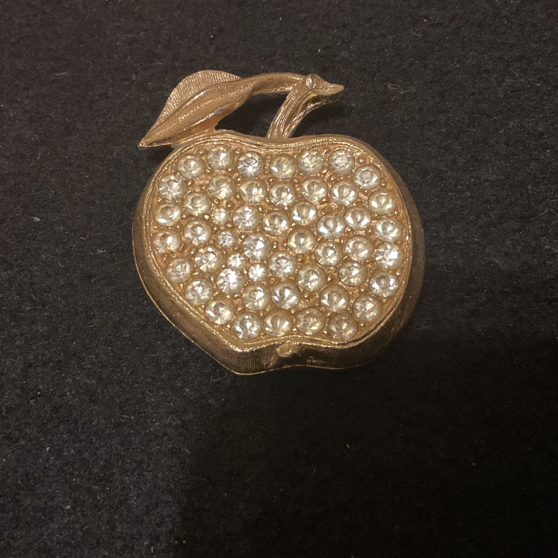Gold And Crystal Apple Brooch