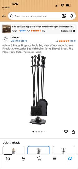 nalone 5 Pieces Wrought Iron Fireplace Tool Set,  SEALED BOX