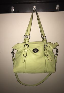 Authentic Coach chartreuse green leather purse