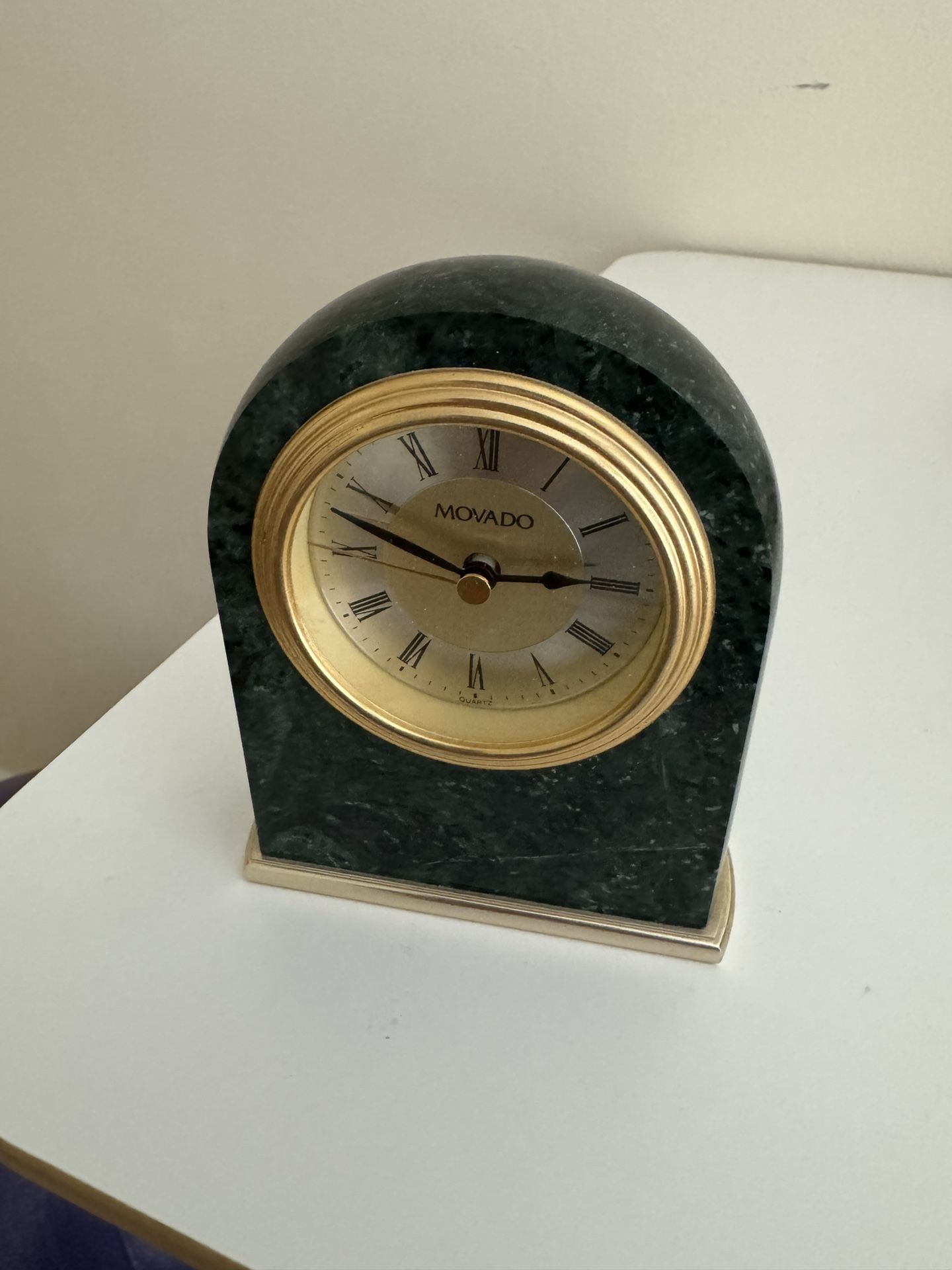 Green Jade Movado Table Clock – Elegant and Timeless