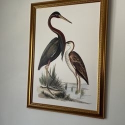 Large Framed Heron Painting