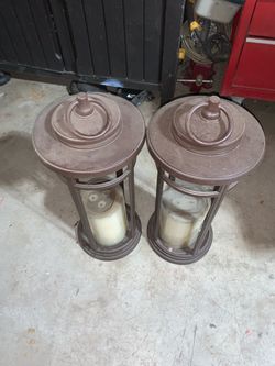 Large Decorative Metal Candle Lanterns Set of 2