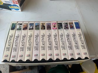 David Attenborough Trials Of Life VHS Box Set 12 Tape BBC Documentary Time Life  This is the complete 12-tape VHS box set of David Attenborough's "The