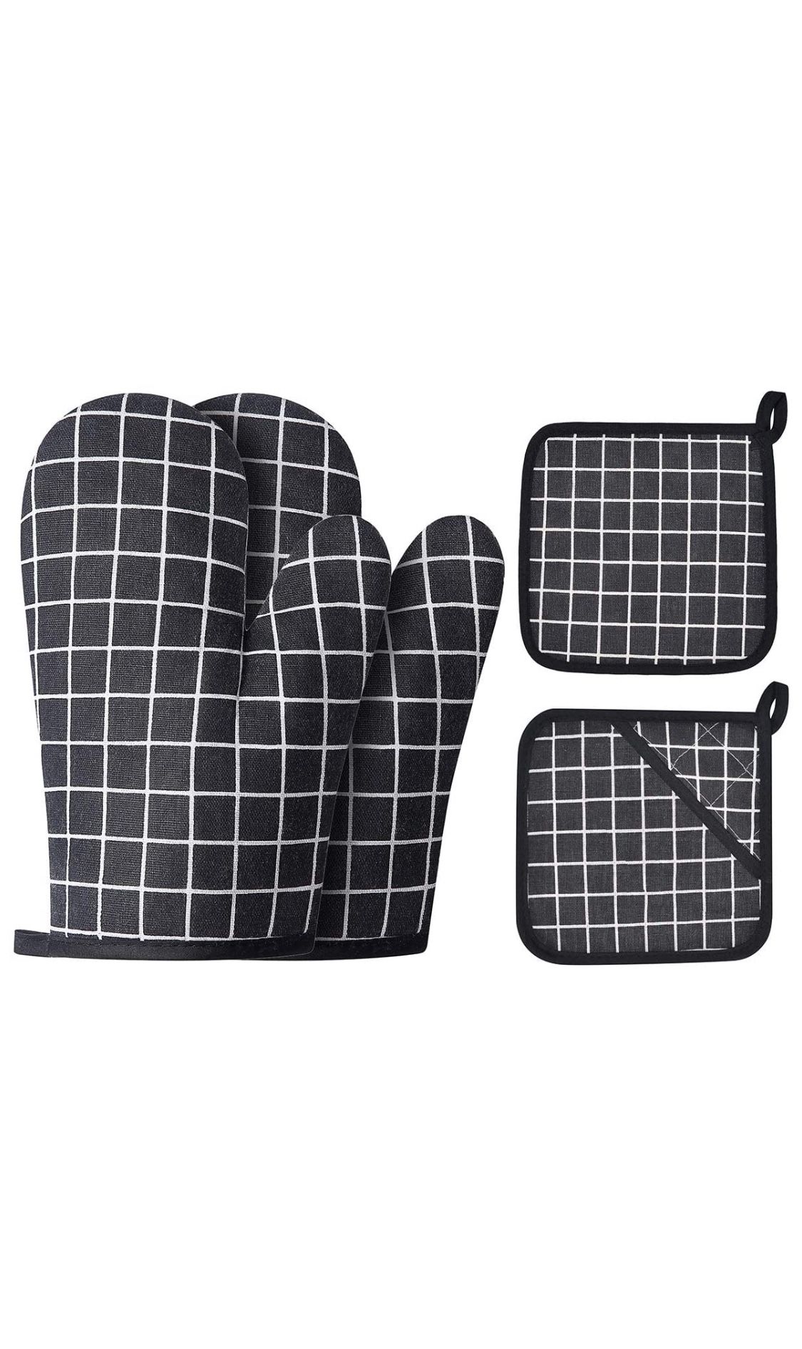 Win Change Oven Mitts and Potholders BBQ Gloves-Oven Mitts and Pot Holders with Recycled Cotton Infill Silicone Non-Slip Cooking Gloves for Cooking B