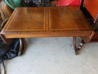 Vintage 19th century leather insert coffee table