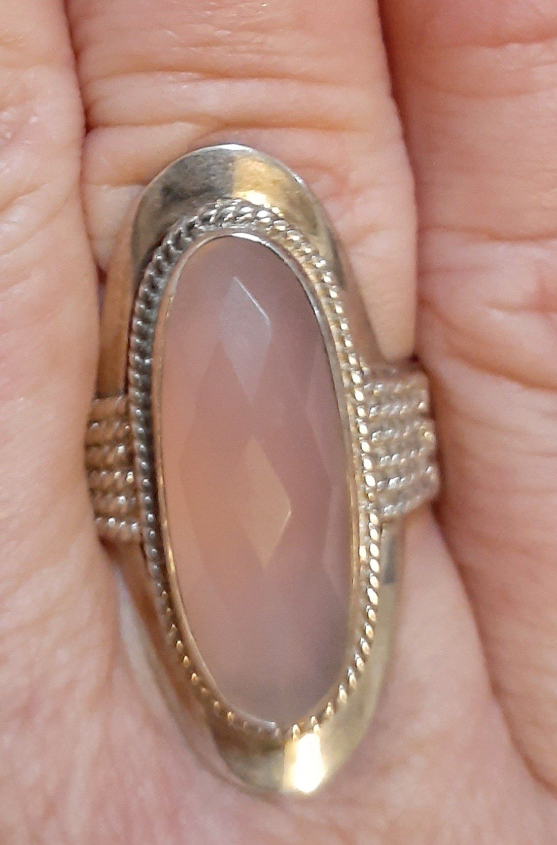 Nicky Butler designer Rose Quartz size 8 sterling silver ring