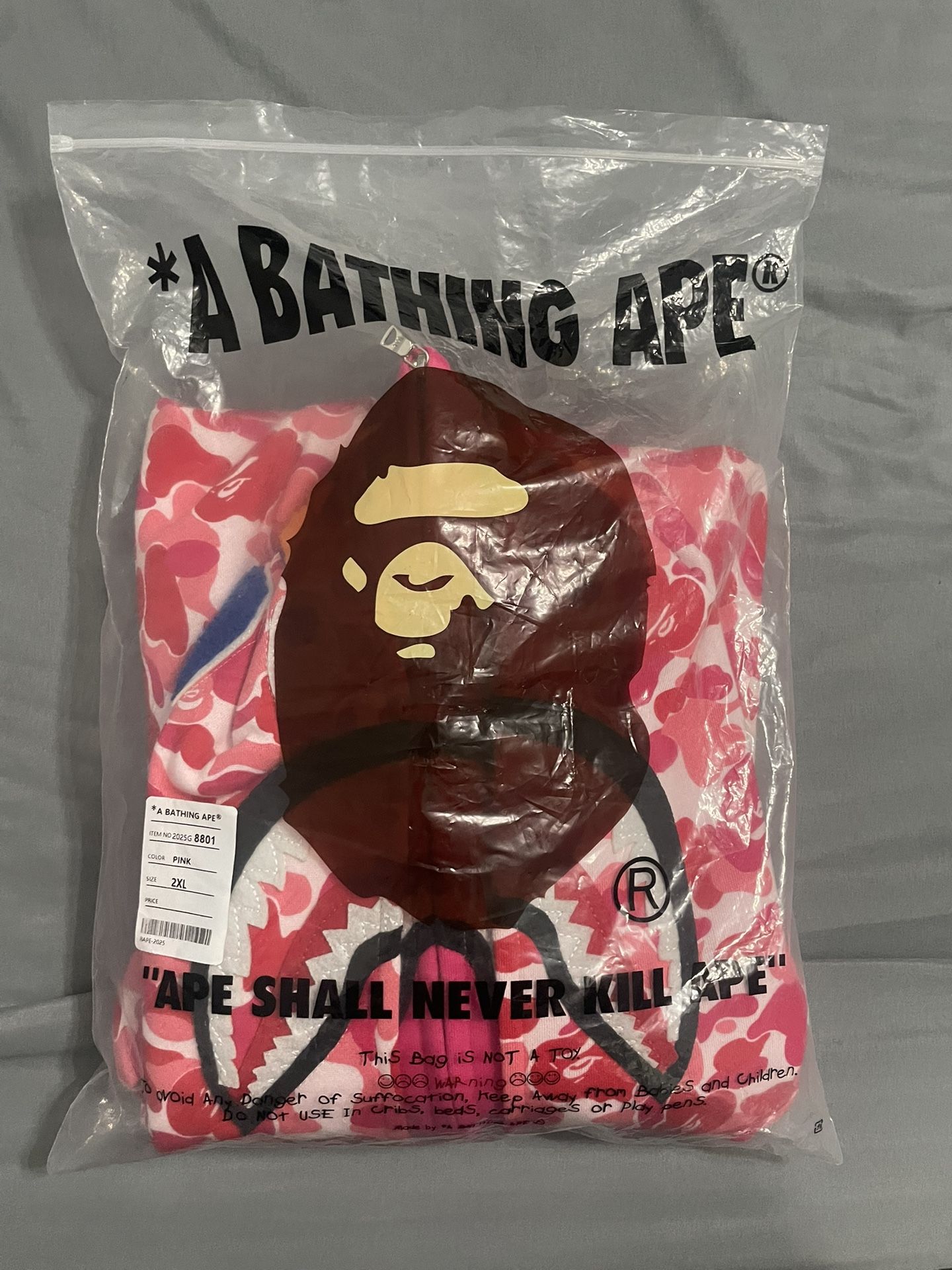 Pink Bape Double Hoodie 