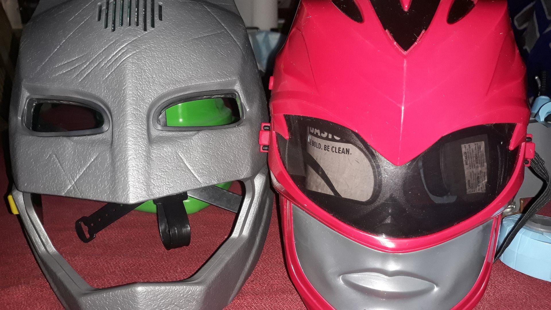 Batman voice changing mask and red power ranger mask