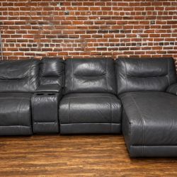 Delivery Available brown, leather sectional sofa couch