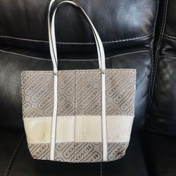 Coach Medium Tan & Cream Lozenge Tote Shoulder Bag