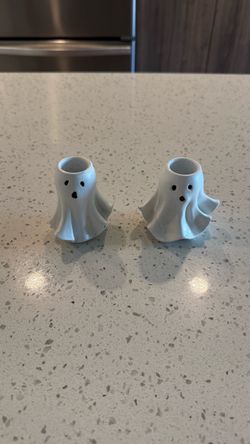 Ghost Ceramic Taper Candle Holders Set of 2