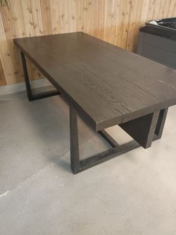 High-End Restoration Hardware Solid Wood Dining Table & Credenza Set