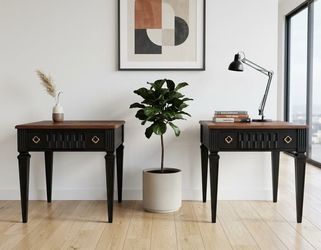 Refinished Vintage Bassett End Tables / Nightstands – Pair