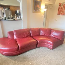 Red Leather Sectional 
