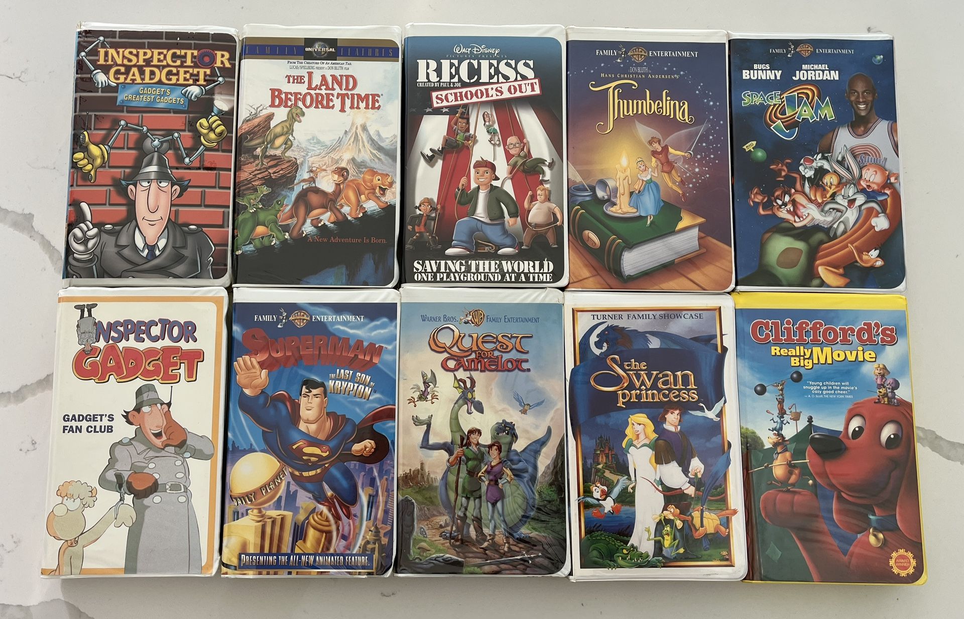 Lot Of 10 Vintage Kids VHS Cartoons Movies Clamshell Case