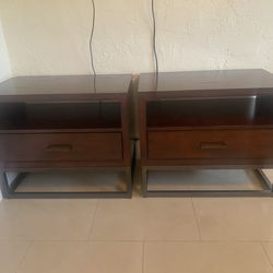 Wood Nightstands - Pair