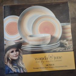 Wanda June Home Vintage Stripe 12-Piece Porcelain Dinnerware Set by Miranda Lambert