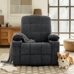 Dark Gray Fabric Recliner Chair with Cup Holders